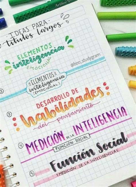 100 Ideas Para Tener Apuntes Más Bonitos💛 Six Art Titulos Bonitos