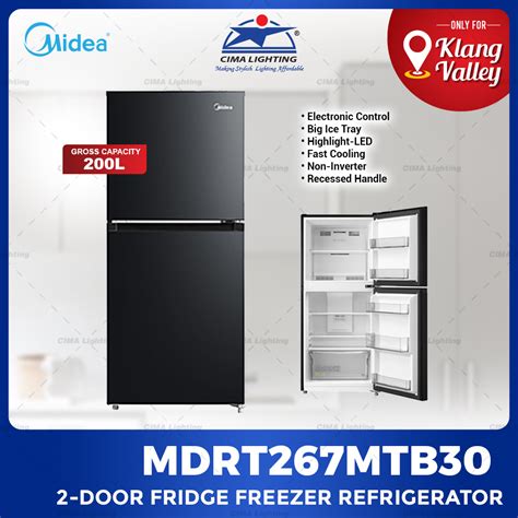 MIDEA MDRT267MTB30 2 DOOR FRIDGE FREEZER REFRIGERATOR