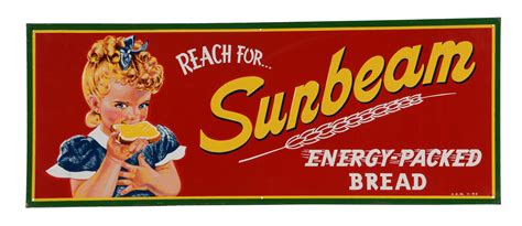 Lot Detail Sunbeam Bread Embossed Tin Sign With Girl Graphic