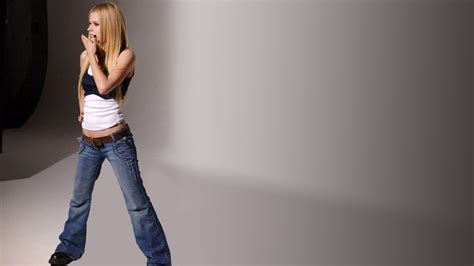 wallpaper model blonde blue eyes black clothing jeans belt avril lavigne pants fashion