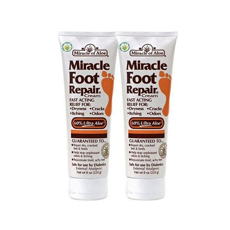 2 Pack Miracle Foot Repair Cream 8 Ounce Tube With 60 Ultraaloe