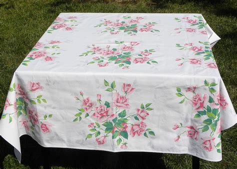 Vintage Wilendur Pink Royal Rose Tablecloth The Pink Rose Cottage