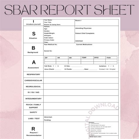 SBAR Report Sheet Sbar Nurse Sheet Nursing Report Sheet Sbar Nursing