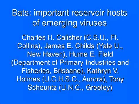 Ppt Bats Important Reservoir Hosts Of Emerging Viruses Powerpoint