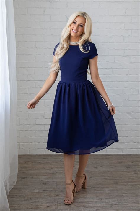 Jenclothings Lucy Semi Formal Modest Dress Or Bridesmaid Dress In Navy Blue 7999 Modest