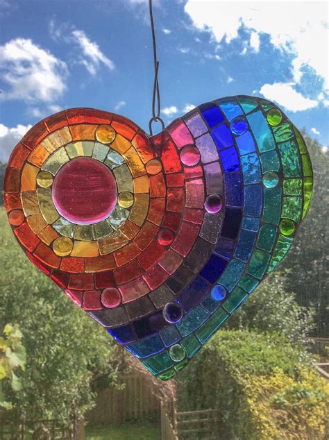Stained Glass Rainbow Heart Etsy