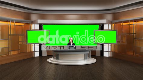 News 002 TV Studio Set Virtual Green Screen Background PSD Datavideo