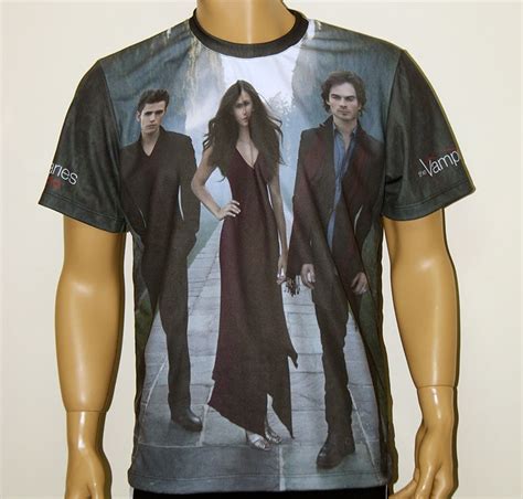 Vampire Diaries T Shirt With Logo And All Over Printed Picture T