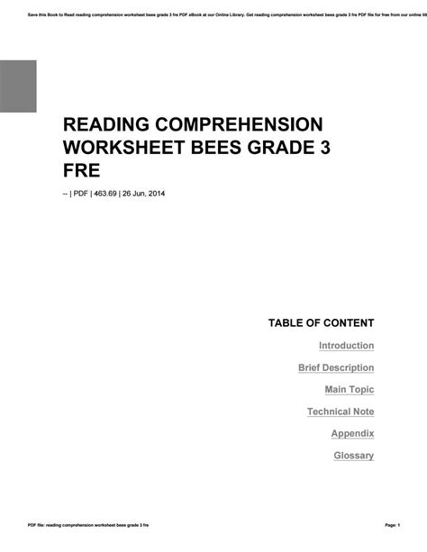 Reading Comprehension Worksheet Bees Grade 3 Fre By Dimas435anggara Issuu