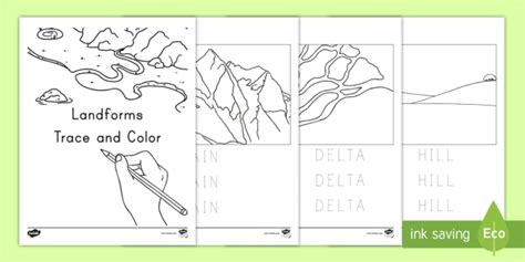 Landforms Color And Trace Booklet Teacher Made