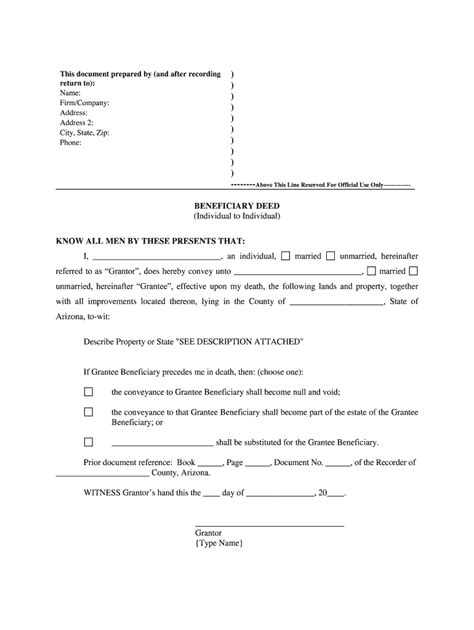 Beneficiary Deed Arizona Fill Online Printable Fillable Blank