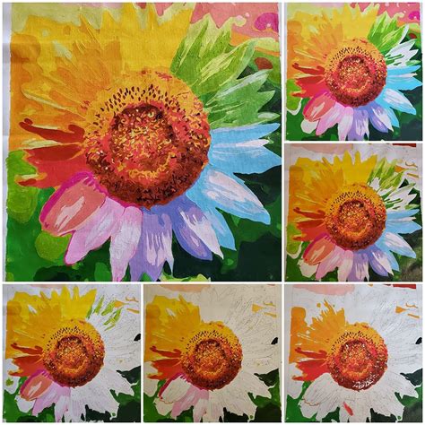 Colourful Sunflower Paint By Numbers Kit Wall Art Flowers Etsy