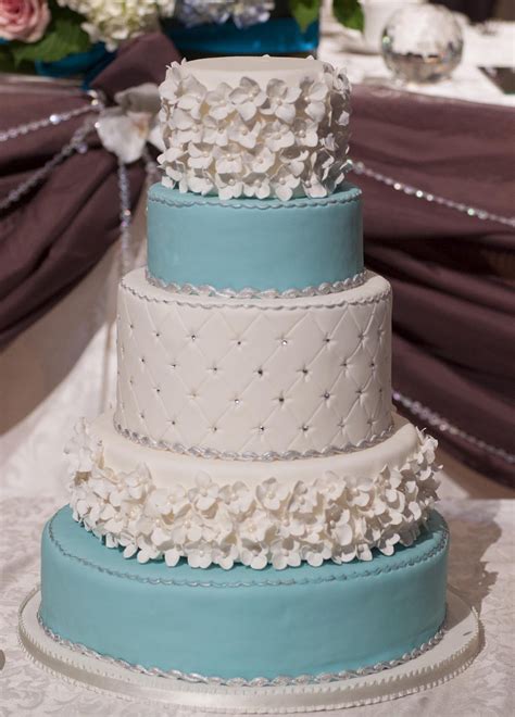 Ruelo Patisserie Bloosom White And Turquoise Tiered Cakes Cake