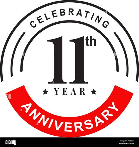 11th Year Anniversary Logo Design Vector Illustration Template Stock