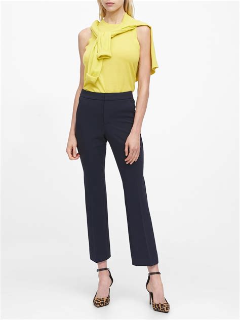 Banana Republic High Rise Crop Flare Pant In Navy Blue Lyst