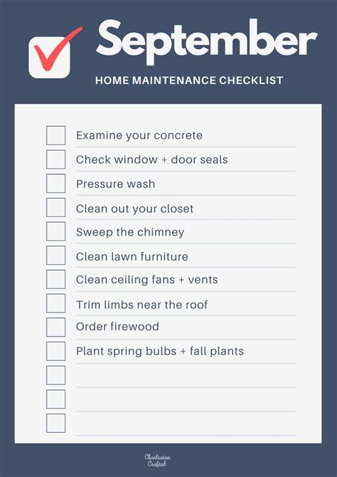 September Home Maintenance Checklist Free Printable