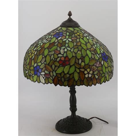 sold price vintage tiffany style leaded glass table lamp invalid date edt