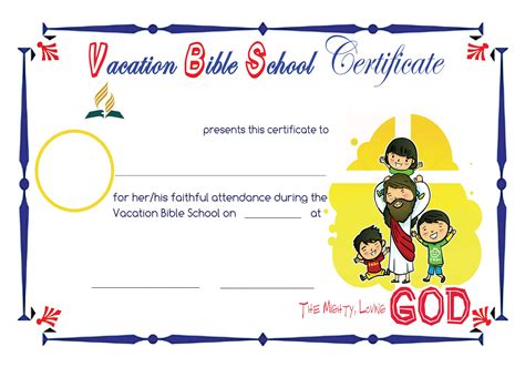 A printable certificate recognizing vacation bible school. Bible School Certificates Pictures to Pin on Pinterest ...