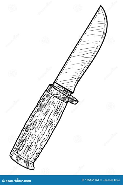 Hunting Knife Illustration Drawing Engraving Ink Line Art Vector