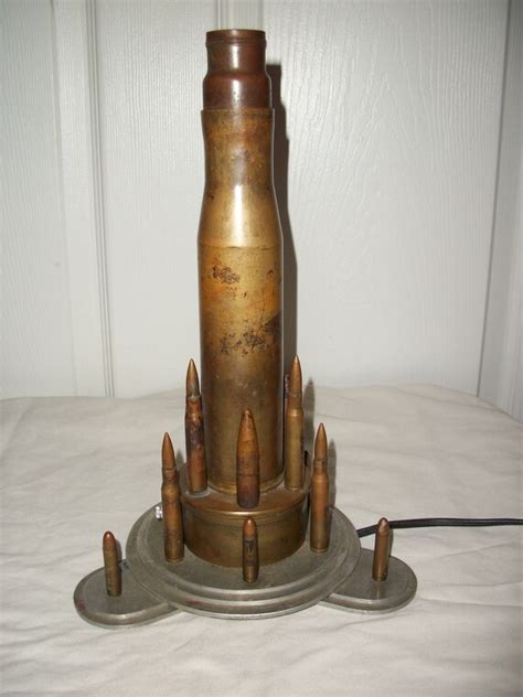 Trench Art Wwii Military Ammo Lamp With 15 Shells