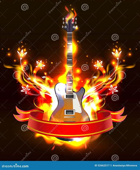 Guitarra En Llamas Del Fuego Ilustración Del Vector Ilustración De