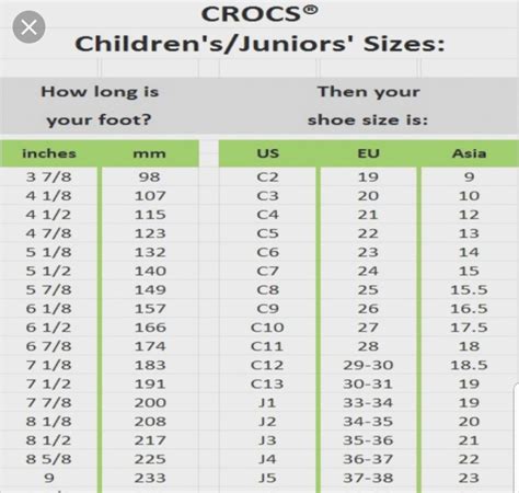 Crocs Shoe Size Chart Adult Kids Sizing Crocs 54 Off