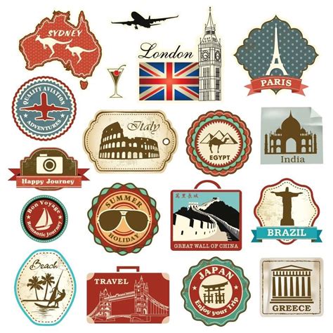 Buy Non Repositionable Retro Vintage Travel Suitcase Stickers Set Of