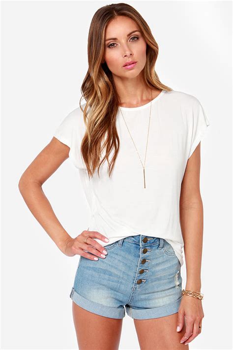 Cute Ivory Top Ivory Tee Backless Top 2900