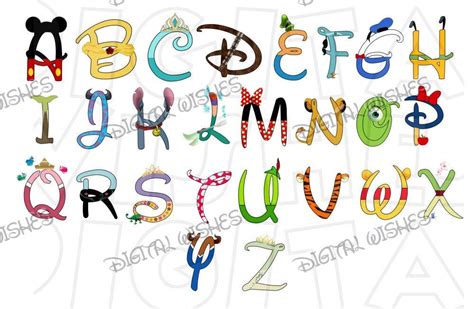 Disney Character Font Text Alphabet A Z Letters Digital Clip Etsy