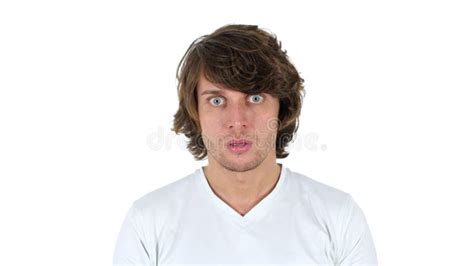 Handsome Man In Shock White Background Stock Image Image Of Young
