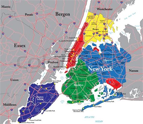 Highly Detailed Vector Map Of New York City With The Five