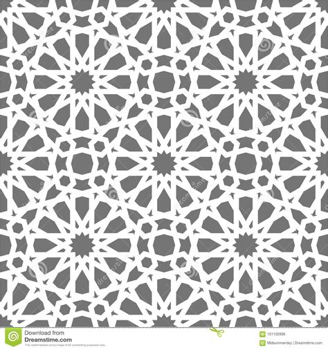 Islamic Seamless Vector Pattern White Geometric Ornaments Based On