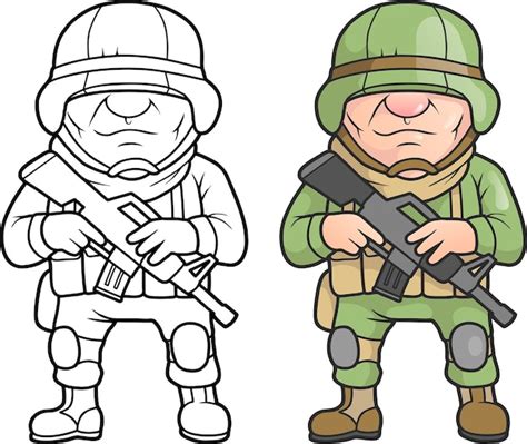 Soldado De Dibujos Animados Vector Premium