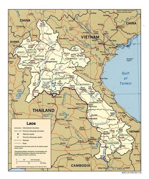 Large Scale Political And Administrative Map Of Laos With Roads