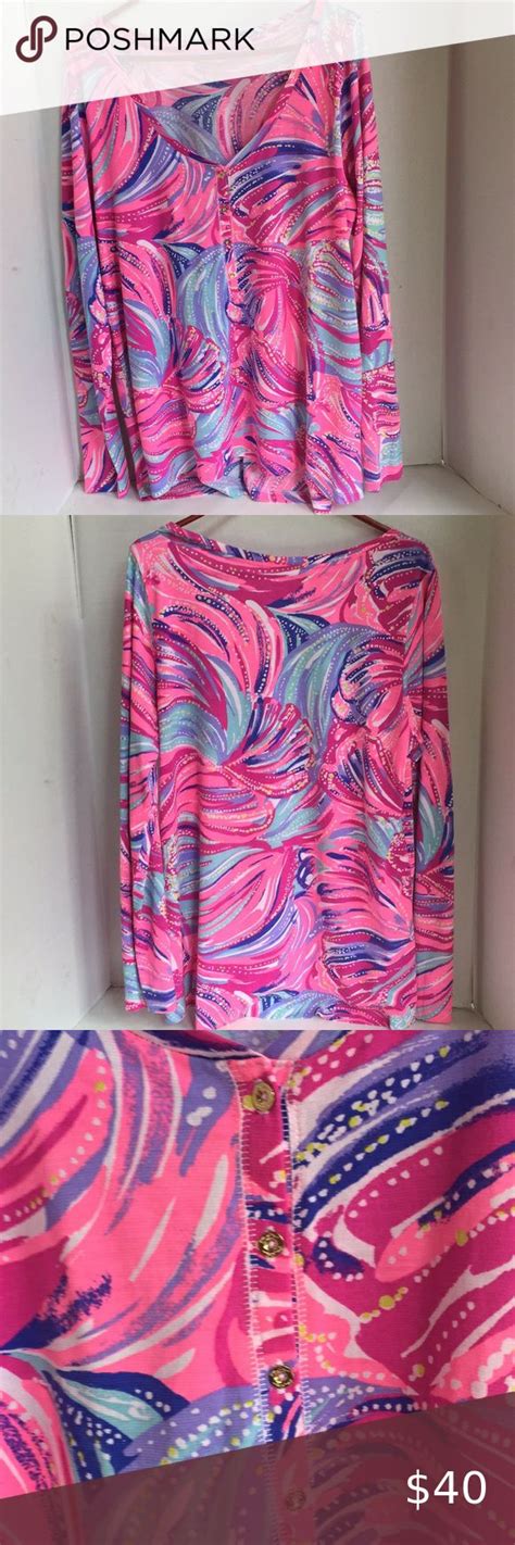 Lilly Pulitzer Xl Long Sleeve Top Pink Floral Long Sleeve Tops Lilly