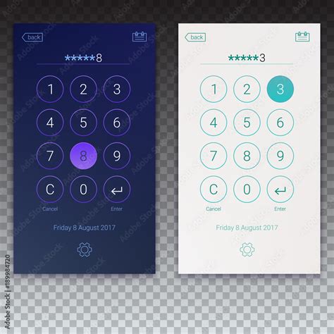 Passcode Interface For Lock Screen Login Enter Password Pages Concept Of Ui Design Day And