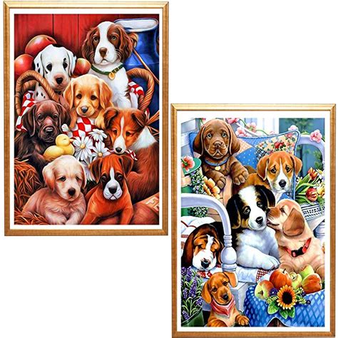 Yomiie 5d Diamond Painting Garden Dogs Full Drill By Number