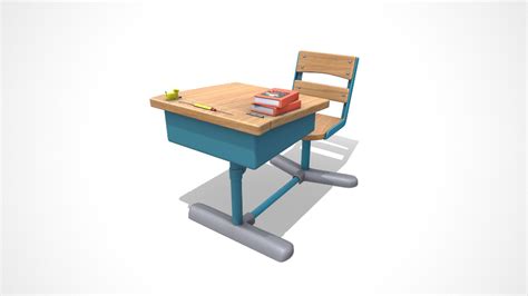 3d Cartoon School Desk Model Turbosquid 1658393 School Desks 3d
