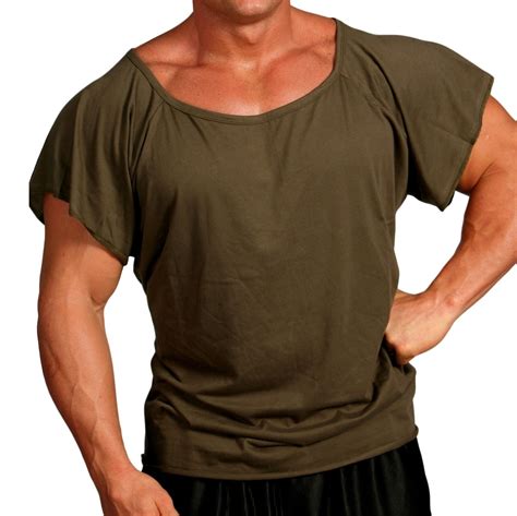 Mens Wide Neck Tapered Top T Shirt Bodybuilding Etsy