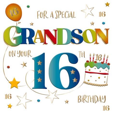 Special Grandson On Your 16th Birthday Greeting Card Cards