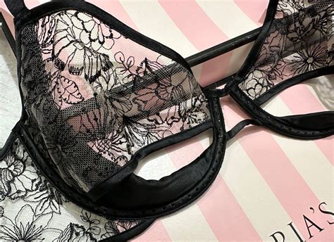 Luxe Victoria Secret Floral Black Embroidered Peek A Boo Push Up Bra