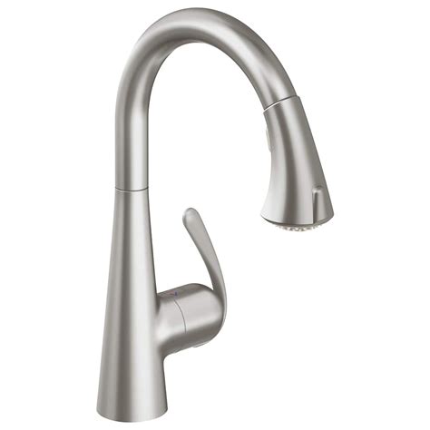 Available in groh's durable oil rubbed bronze finish, brushed nickel infinity finish and striking grohe starlight chrome. Single-Handle Pull Down Kitchen Faucet Dual Spray 1.75 GPM