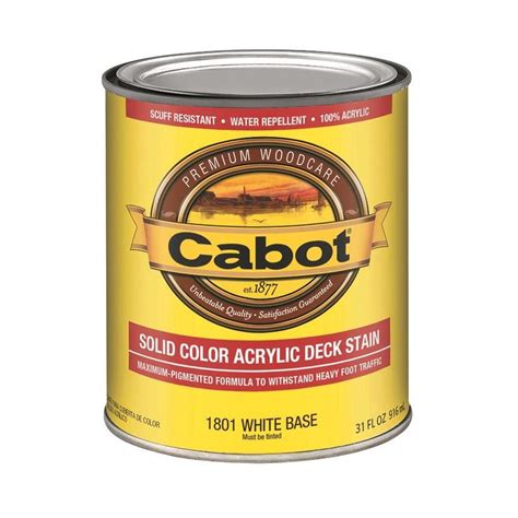 Cabot White Base Solid Exterior Wood And Sealer 1 Quart