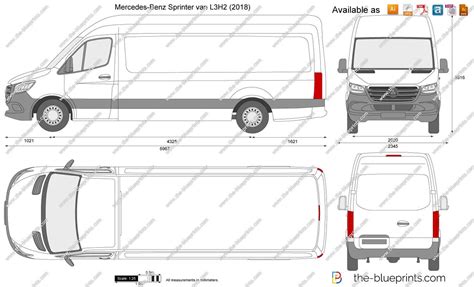 Mercedes Benz Sprinter Van L3h2 Vector Drawing Benz Sprinter