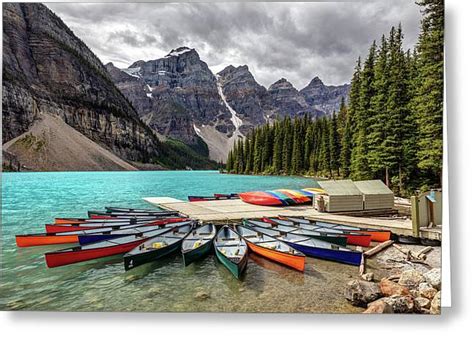 Colorful Canoes Of Moraine Lake Photograph By Pierre Leclerc Photography