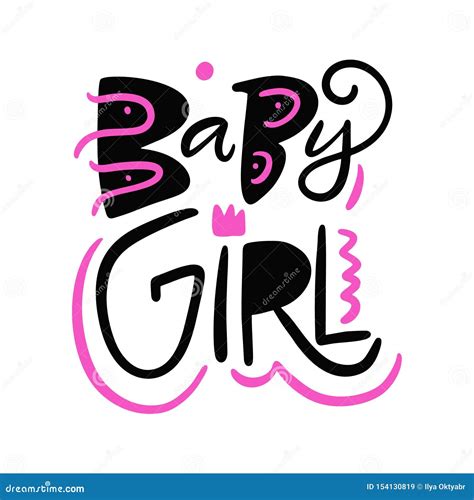 Baby Girl Hand Drawn Vector Lettering Isolated On White Background