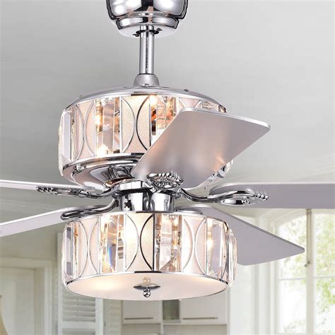 Shop Spera 5 Blade 52 Inch Chrome Lighted Ceiling Fans With Crystal
