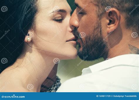 Passionate Sensual Man And Woman Enjoying Exciting Moment Of First Kiss Royalty Free Stock