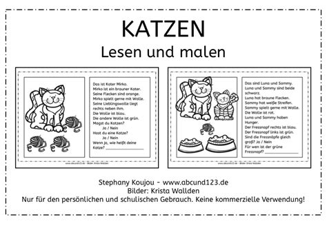 Deutsch lernen in der 5. Katzen: Lesen und malen