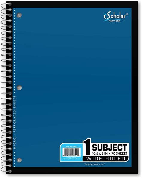 Ischolar 1 Subject Wirebound Notebook 70 Sheets Wide Ruled 105 X 8